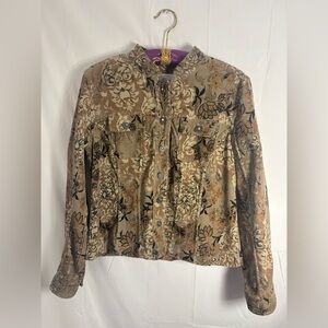 Earth Tone Floral Corduroy Whimsigoth Button Up Cottagecore Jacket Size S-L